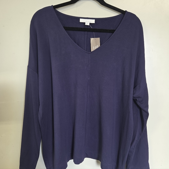 New J. Jill Deep Purple V-Neck Blouse - Picture 2 of 3
